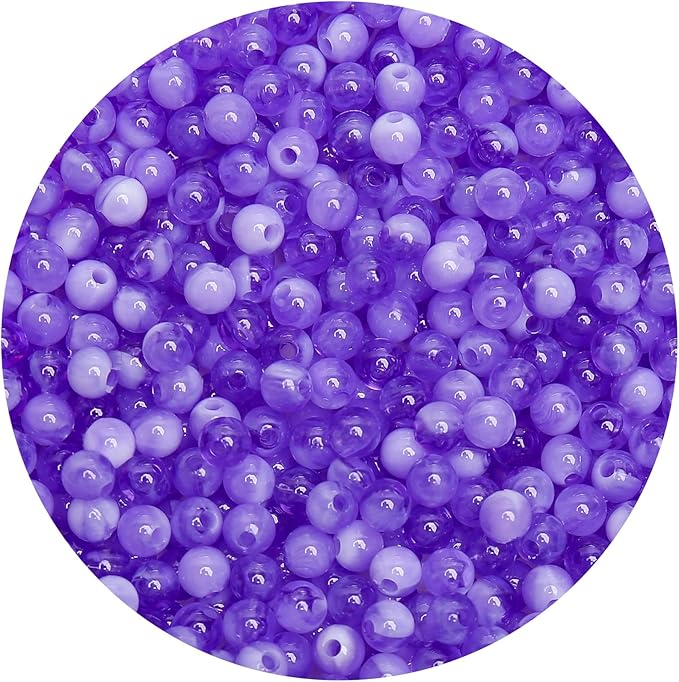 bonny boxx 1000pcs 6mm purple jade round beads, smooth acrylic balls, plastic resin gumball bubblegum chunky beads for necklace & bracelet making, crafting supplies