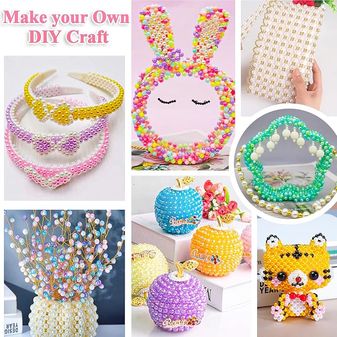 Jollidecor Pearl Beads for Jewelry Making, 8MM 32Colors Round Pearls with Holes, 1000Pcs Handcrafted Colorful Loose Spacer Small Filler DIY Craft Bracelet Necklace Earrings Making, 082