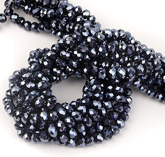 laopottbeads 500pcs 6mm crystal glass beads for jewelry making beads for bracelets necklace pendants making supplies(navy blue)