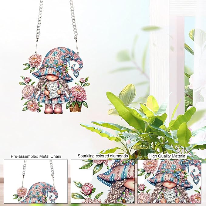 AiYuanzsh Diamond Art Painting Hanging Pendant Kits Cute Girl DIY Crystal Rhinestone Wreath Kits, Colored Point Crystal Diamond Art Window Pendants Home Garden Wall Door Birthday Festival Gifts