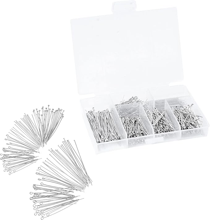 Mandala Crafts Stainless Steel Eye Pins for Jewelry Making Earring Making Supplies - Jewelry Findings Ball & Flat Head Pins for Earrings DIY Bracelets Rosary Charms