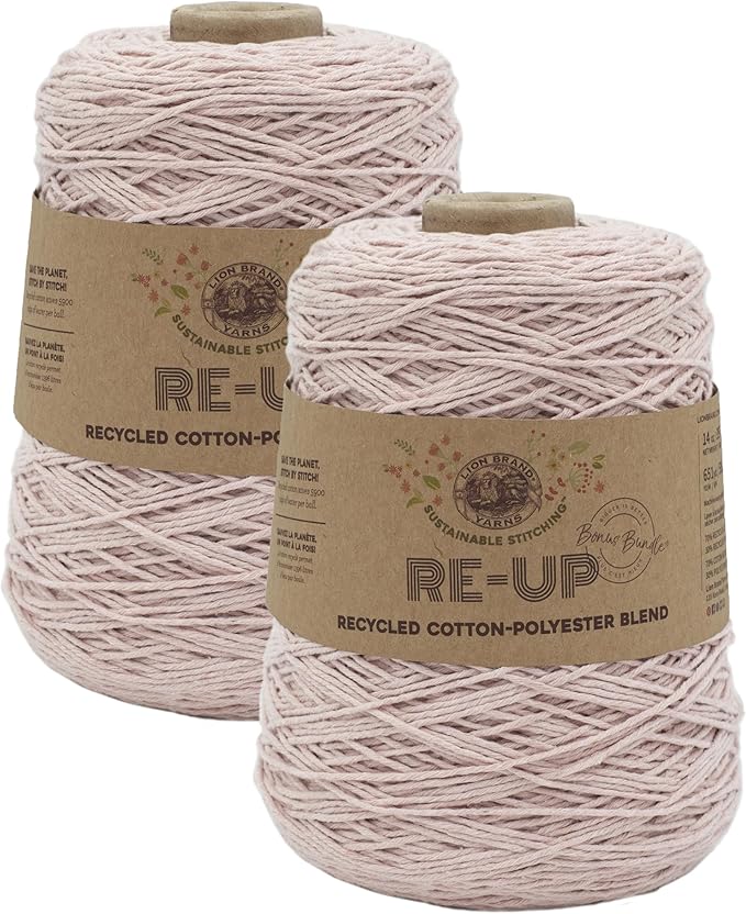 Lion Brand Yarn Re-Up Bonus Bundle Cotton Blend Yarn for Knitting and Crochet, Rosewater, 2 Pack