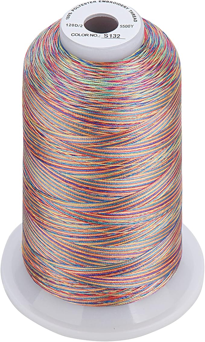 Simthread - 33 Selections - Various Assorted Color Packs of Polyester Embroidery Machine Thread Huge Spool 5500Y for All Sewing Embroidery Machines - 3 Variegated Colors 1