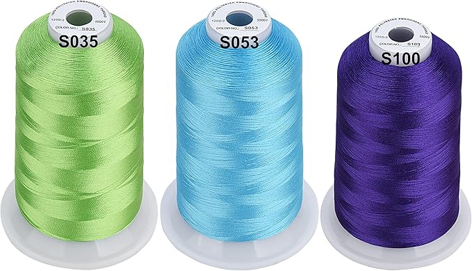 Simthread - 33 Selections - Various Assorted Color Packs of Polyester Embroidery Machine Thread Huge Spool 5500Y for All Sewing Embroidery Machines - 6 Rainbow Colors