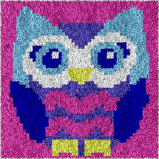 Yglnden Latch Hook Kits Rug Owl Crochet Yarn Cushion Colour Pre-Printed Canvas Rug Needlework DIY Hook and Latch Kit Christmas Home Decoration 30x30cm/12 X12inch