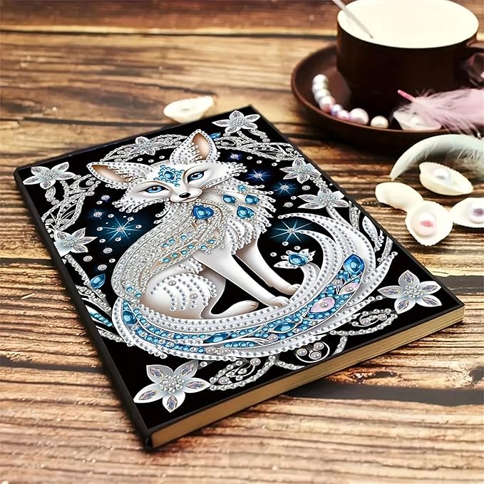 Fox Diamonds Painting Notebook for Adults, A5 Diamond Art Journal and DIY Sketchbook, Diamond Art Kit Supplies,Gift for Beginners, Craft Lovers, Artists. (Fox)