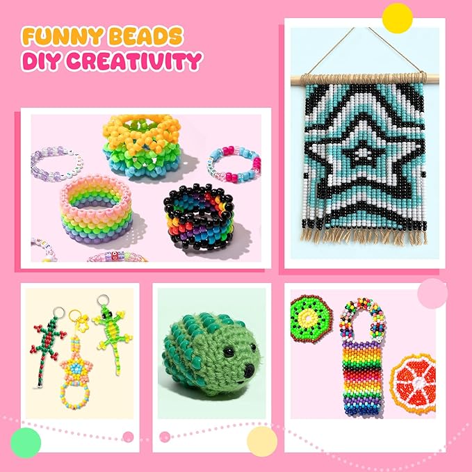 Simetufy 3600Pcs Pony Beads, 24 Colors Kandi Beads Bulk for Bracelets Making Hair Braiding Kandi Friendship Bracelet DIY Craft Jewelry Making Christmas Gifts（2.06LB, Stack Box）