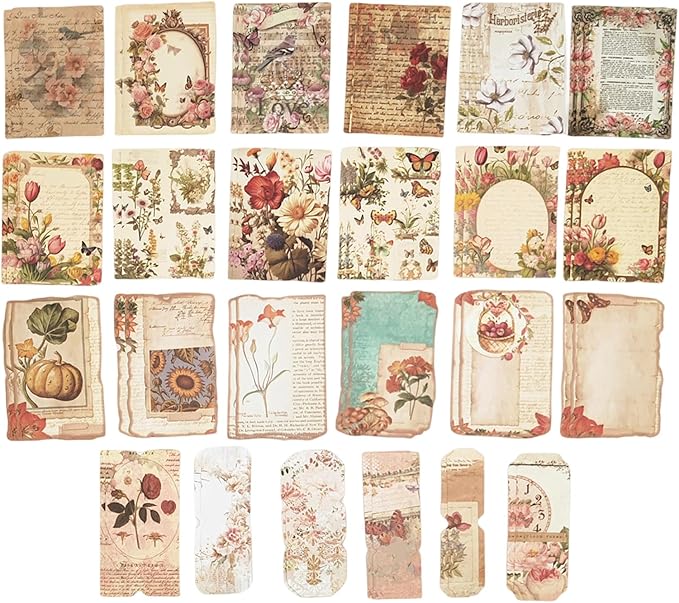 100PCS Vintage Journaling Scrapbooking Supplies Ephemera Pack for Junk Journal Planners Decoupage Paper Scrapbook Stickers Aesthetic Cottagecore Collage Craft Album (Plants)