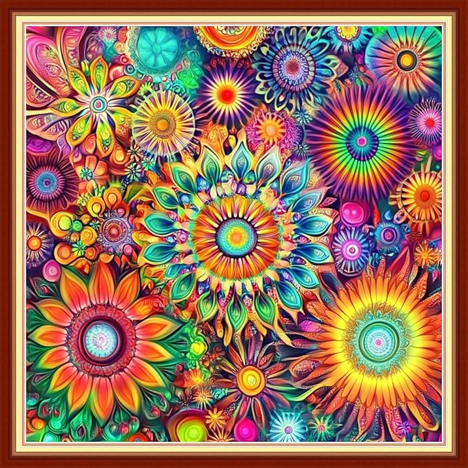 Redxing Stamped Cross Stitch Kits Embroidery kit for Beginners Adults Full Range of Embroidery Patterns Starter Kits DIY Printed Cross Stitch Kits Needlepoint Kits 11CT-Magical Mandala 18x18 inchs