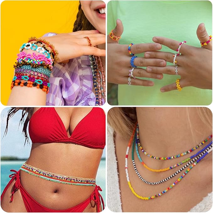3mm Seed Beads, 39 Colors Glass Seed Beads for Jewelry Making, 9600pcs 5 Types Small Beads for Bracelets, Friendship Bracelet Beads for Girls Adults