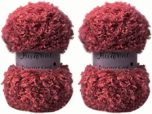 (32 Colors Available) Yusarinl 2 Skeins Teddy Bear Yarn,Fuzzy Yarn for Crochet Polyester Plush Fur for Crafts Fluffy Fuzzy for Knitting(6.7 oz, 80 yds)-Red