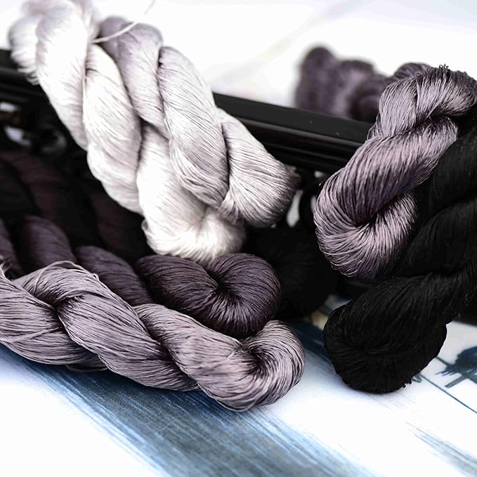 Natural 100% Silk Thread, Handmade Embroidery Thread Silk Floss 7 Colors 110m Each (14)