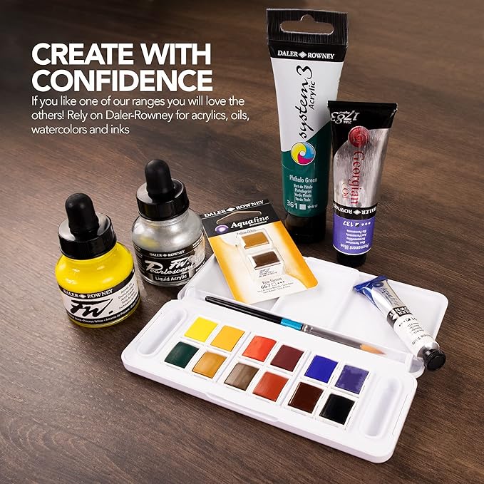 Daler Rowney Aquafine 24-pc Watercolor Travel Set - Watercolor Paint Set for Watercolor Paper and More - Watercolor Set for Artists and Students - Water Color Paint for All Skill Levels