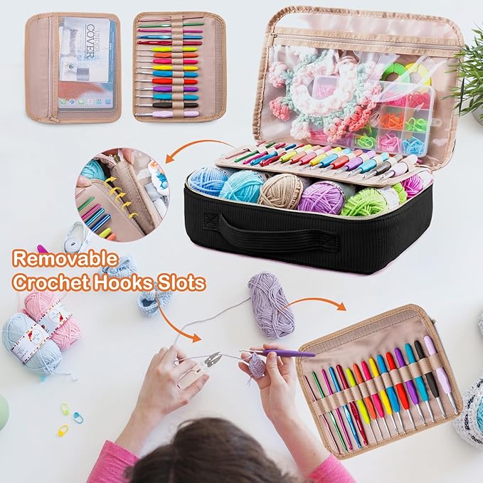 MYBAGZING Crochet Kit for Beginners with Yarn Storage Bag, 10pcs Crochet Hooks 2.0-6.0 mm, 10 Skeins Yarn for Crocheting, Knitting Accessories, 58pc Crochet Starter Kit for Adults
