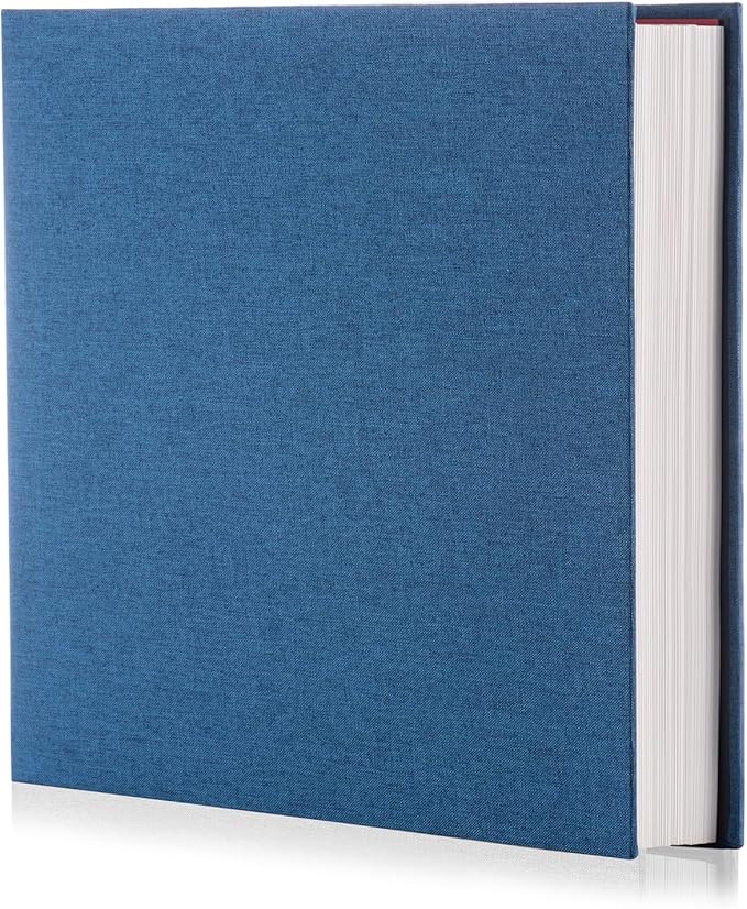 Blue Photo Album Self Adhesive Scrapbook Album for 4×6 Photos/Pictures DIY Linen Cover Album 15 Sheets/30 Blank Pages for Family Wedding, Birthday, Christmas, Anniversary