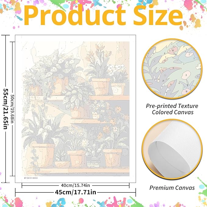 Plant Paint by Numbers for Adult, Paint by Numbers Kit for Adults Beginners, DIY Acrylic Painting on Canvas for Home Wall Art Decor 16x20 Inch
