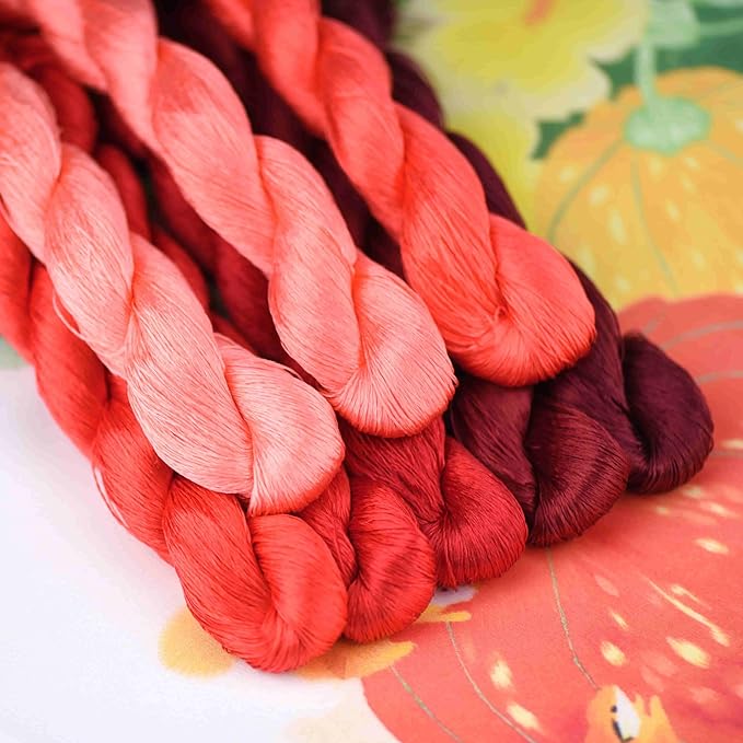 Natural 100% Silk Thread, Handmade Embroidery Thread Silk Floss 8 Colors 110m Each (42)