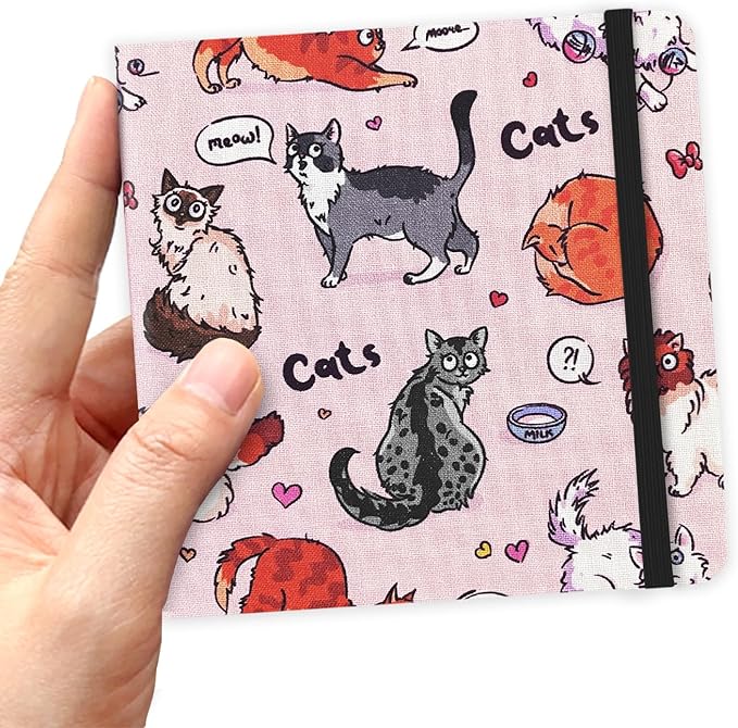 4.8" x 4.8" Hardcover Sketchbook,Small Mixed Media Sketch Pad,96 Sheets 80gsm Acid-Free Artist Travel Journal Pocket Blank Notepad for Adults Drawing Painting,Art Supplies.Pink Cute Cat