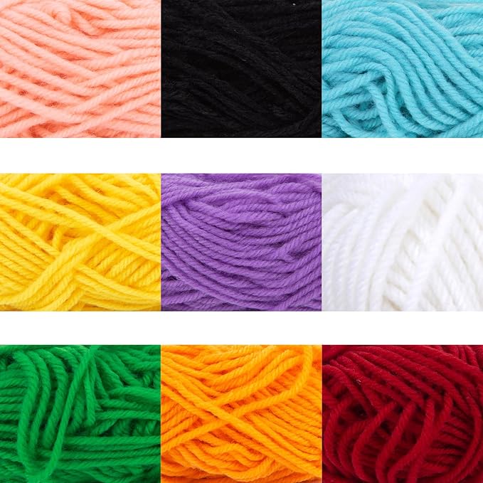 vgoodall 18pcs knitting loom and pompom maker set, rectangle knitting looms pom pom makers with 9 yarn skeins acrylic knitting supplies for beginners christmas hat scarf shawl sweater socks