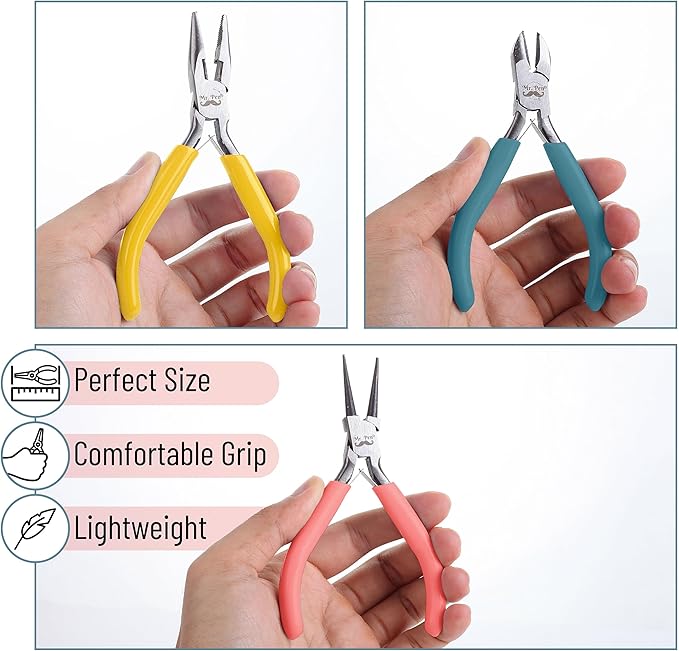 Mr. Pen - Jewelry Making Kit, Pliers 3 Pack (Mini, Chain Nose, Earring)