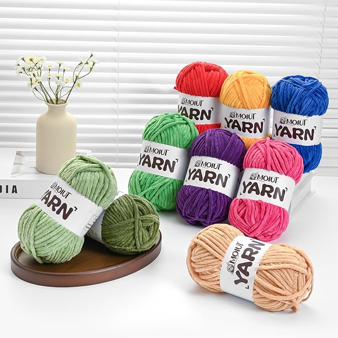 12 Pack Velvet Yarn for Knitting, Chunky Chenille Yarn for Crocheting, Baby Yarn for Crocheting Soft Blanket, Super Bulky 42.3oz(1049yds), Multicolor Amigurumi Yarns Set C