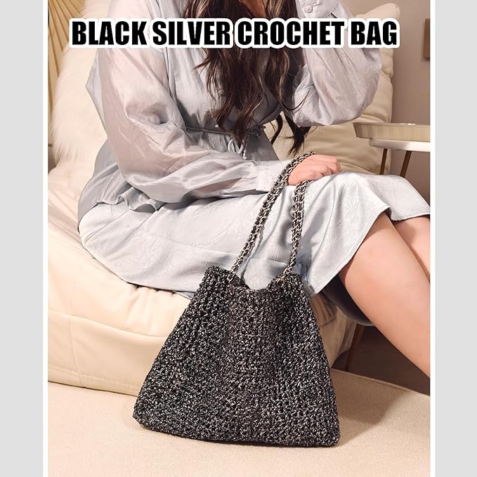 Herally Crochet Kit DIY for Beginners - Include Yarn, Hook and Accessory - with Step by Step Video Tutorials - Shining Tote Bag