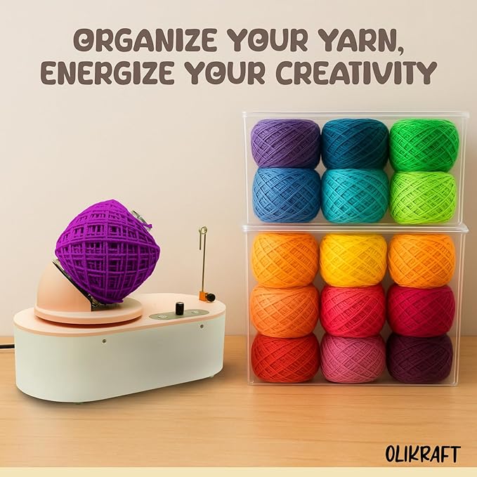 Olikraft Tabletop Electric Yarn Winder for Crocheting | Swift Electric Yarn Ball Winder Large Capacity | Ball Winders | Cake Winders | No Tensioner Included | No Clamp Required (Patented)
