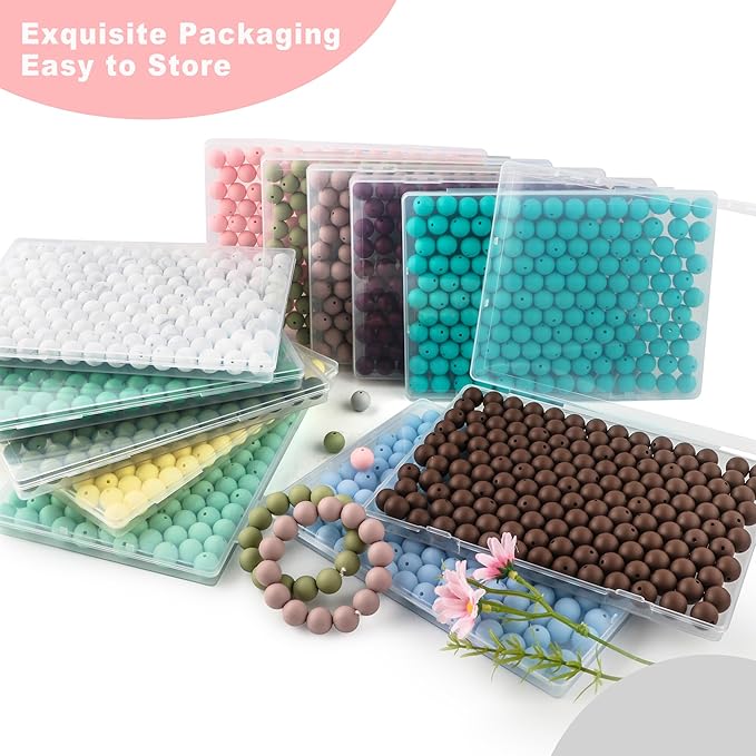 150Pcs 15mm Silicone Beads for Keychain Making Bracelet Necklace, Bulk Round Silicone Beads for Pens(Candy Pink)