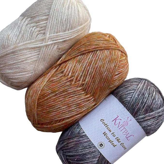 Cotton to The Core Worsted Weight Yarn for Crocheting, 3-Pack (654Yds / 300G), Free Patterns, Beginners Friendly - Soft Cotton Yarn for Knitting - #4 Medium Worsted Weight - Honeycomb Pack