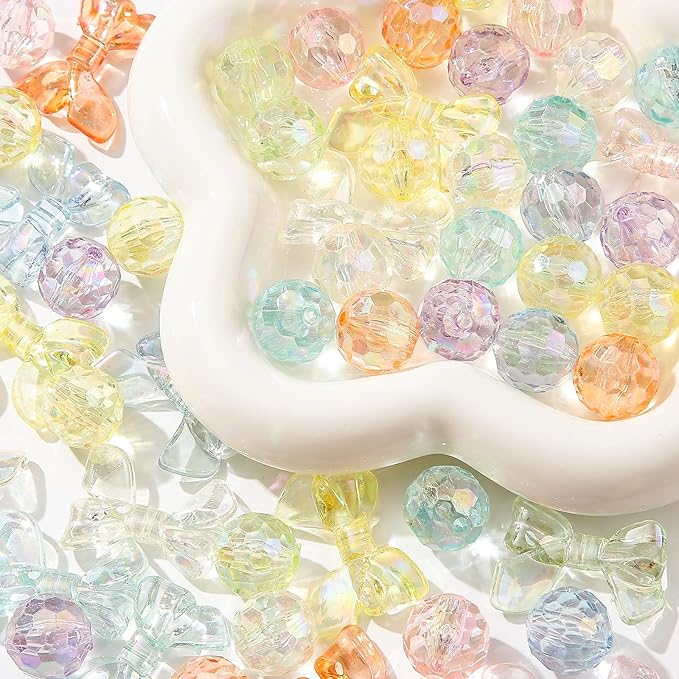 60pcs 16mm Acrylic Beads,Chunk Bubblegum Beads,Beads for Pens,Shine Disco Ball Beads,Jumbo Plastic Beads for Necklace Jewelry Bracelets DIY Crafts Making (Transparent Color)