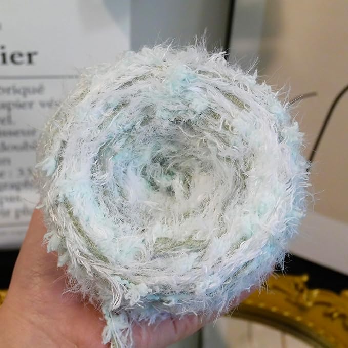 Hand Spun Art Yarn 2 Pack of 50g/Skein with Hand Blended Colorful Handmade for Jewelry Making, Junk Magazines Knitting Crafts Textile Decorative Tassels Card Making