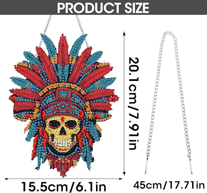 SKRYUIE Skeleton Hanging Diamond Art Kits for Adults Pendant Suncatcher, Special Shaped Crystal DIY Pearl Diamond Painting Kit, Gift for Mother Spring Summer Window Wreath Decor 7.91 x 6.1 Inch A4