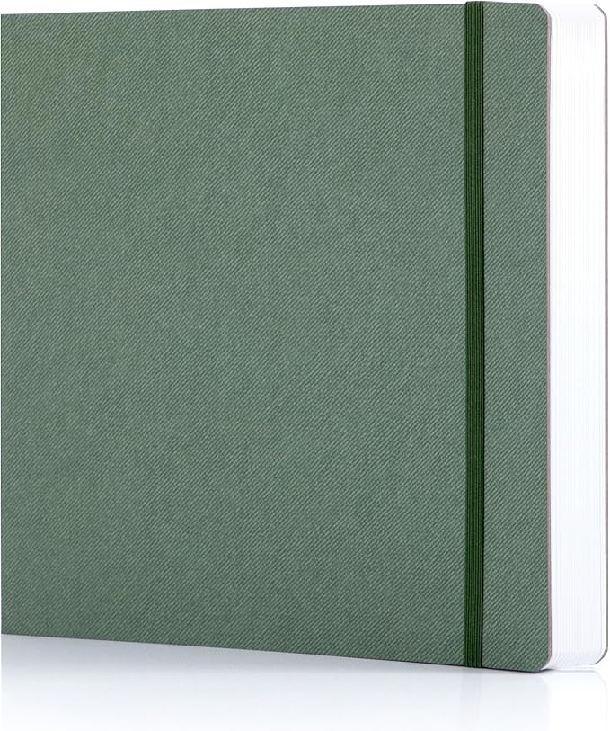 Hardcover Sketchbook for Drawing, Watercolor Sketchbook Square Book with 200 GSM Thick Drawing Paper, 192 Pages/96 Sheets Sketch Pad for Adults and Kids, Art Journal for Beginners Artists, Green