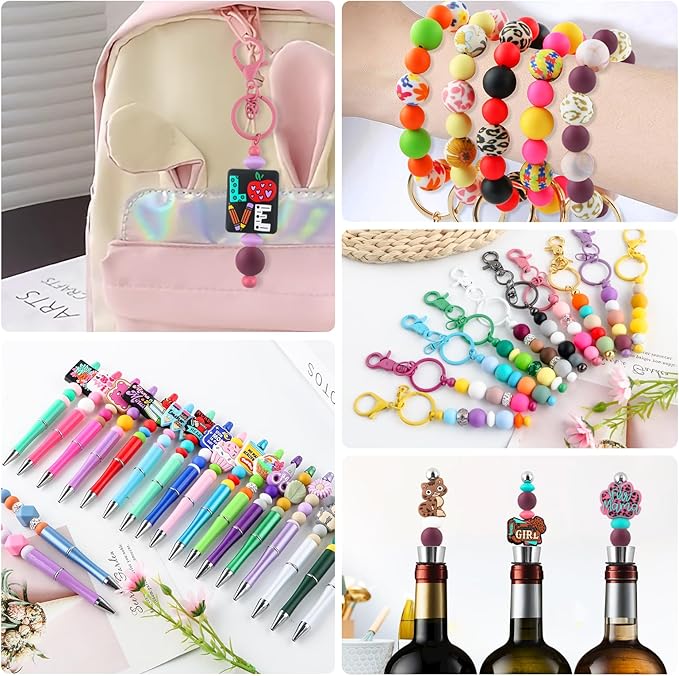 160Pcs 12mm Silicone Beads for Keychain Making Bracelet Necklace, Bulk Round Silicone Beads for Pens（Wine Red）