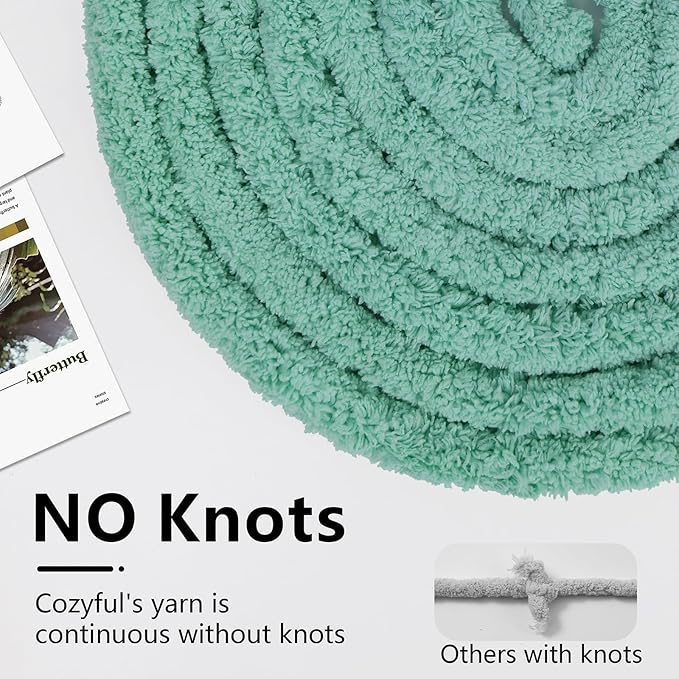 Chunky Yarn for Hand Knitting - #10 Chunky Chenille Yarn, Jumbo Big Thick Chunky Yarns for Crocheting, Super Bulky Chunky Knit Blanket Yarns, 8 Skein (25yds 8oz Each Skein), Misty Jungle Green