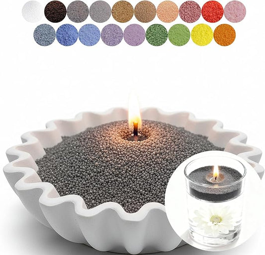 Aufien Candle Sand with Wicks, 21.4 Oz Pearled Candle, DIY Bead Powder Sand Wax Making kit Refillable Non Toxic for Handmade, Mother's Day Wedding and Halloween Christmas Decorations Dark Gray
