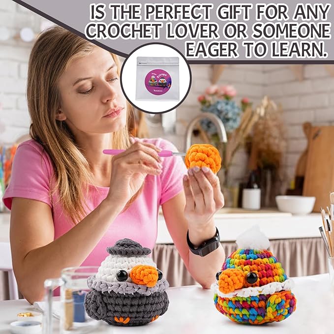 Vanttokeey Crochet Kit for Beginners, Animal Amigurumi Crochet Kits Included, Step-by-Step Video Tutorials, Beginner Crochet Kit for Adults and Kids, DIY Easy Crochet Crafts (Eagle Parrot)