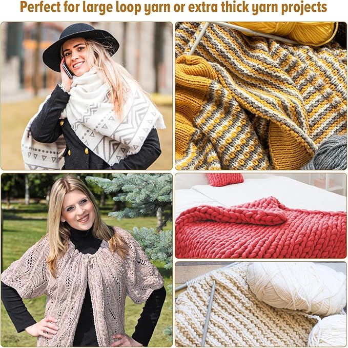 3 PCS Large Wooden Crochet Hooks for Chunky Yarn, Giant Bamboo Jumbo Ergonomic Crochet Hook Set, Inline Crochets Needles Kit for Crochets Thick Blankets Carpeting Sweater Hat (15mm 20mm 25mm)