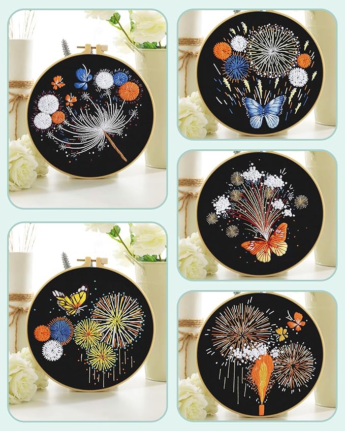 ERKOON 5 Sets Embroidery Kit for Beginners