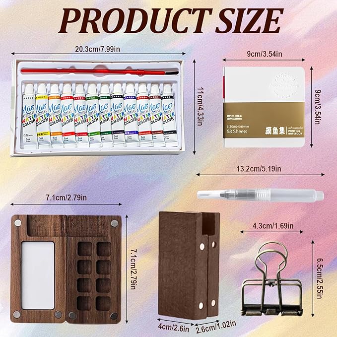Mini Paint Palette Travel Kit, Mini Watercolor Paint Set, Travel Watercolor Palette Set, 12 Color Pocket Artist Watercolour Travel Sets for Painters Artists (8 Grids)