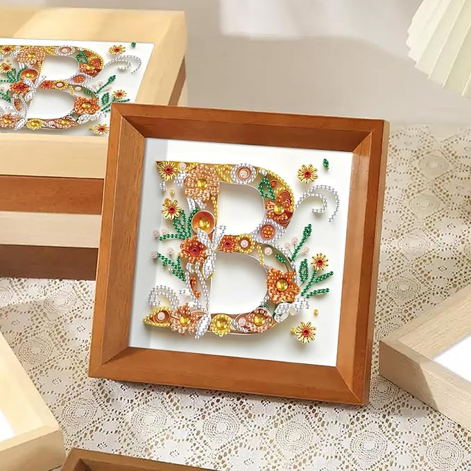 MVVMTOP Diamond Painting Kit, 5D DIY Letter B, Special Shape Crystal Artificial Diamond Art Partial Mosaic Handicraft for Beginners, Wall Decor Gift for Bedroom, Office, Living Room 6.7x6.7in