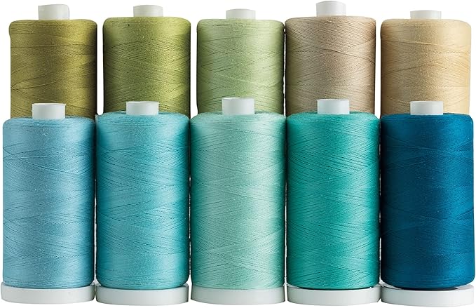 connecting threads 100% cotton thread sets - 1200 yard spools (set of 10 - shoreline)