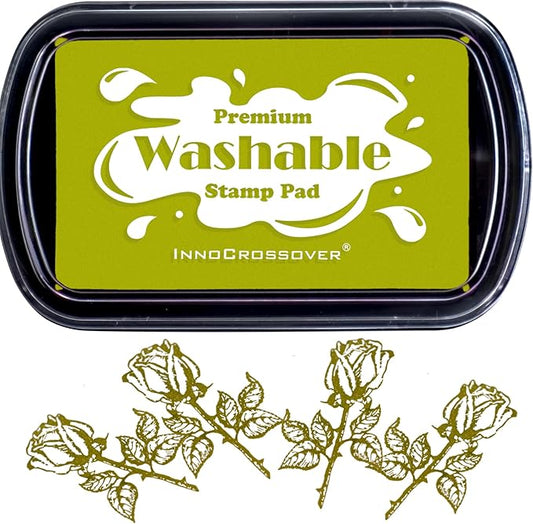 Washable Ink Pad, Stamps for Kids, Kids Crafts, Paw Print Kit, Baby Footprint Kit, Stamp Pads on Scrapbooking, Fingerprint Ink Pad, Easy to Wash Off Skin | Large | Safe Non-Toxic (Seaweed)