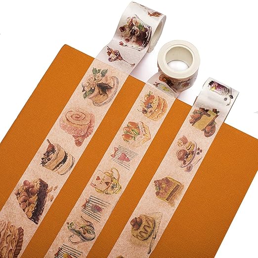 Navy Peony Sweet Dessert Wide Washi Tape Set (3pcs) | Cute Food Themed Japanese Decorations | for Crafts and Planners