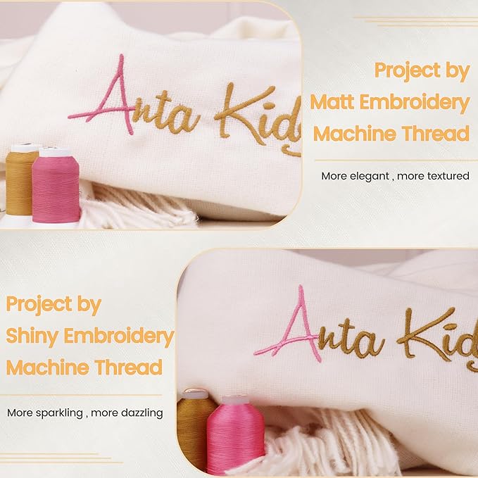 New brothread 100% Frosted Matt Embroidery Machine Thread 52 Spools 40WT Each Spool 500M (550Y) Compatible with Brother Babylock Janome Singer Pfaff Bernina Embroidery Sewing Machine-Made