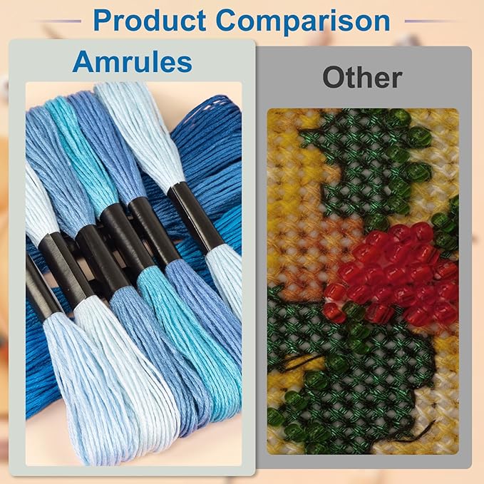 Friendship Bracelet String, 12 Skeins Blue Series Cross Stitch Thread, 344.5 Inch Cotton Embroidery Floss, Hand Embroidery Thread for DIY Sewing and Embroidery Crafts Making