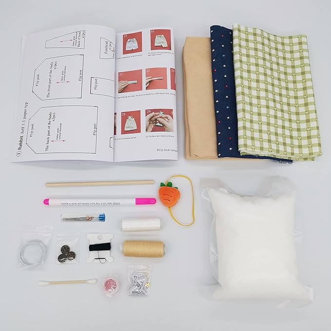 DIY Bunny Sewing Craft Kit for Adults – Handmade Fabric Sewing Project – Complete Materials & Instructions