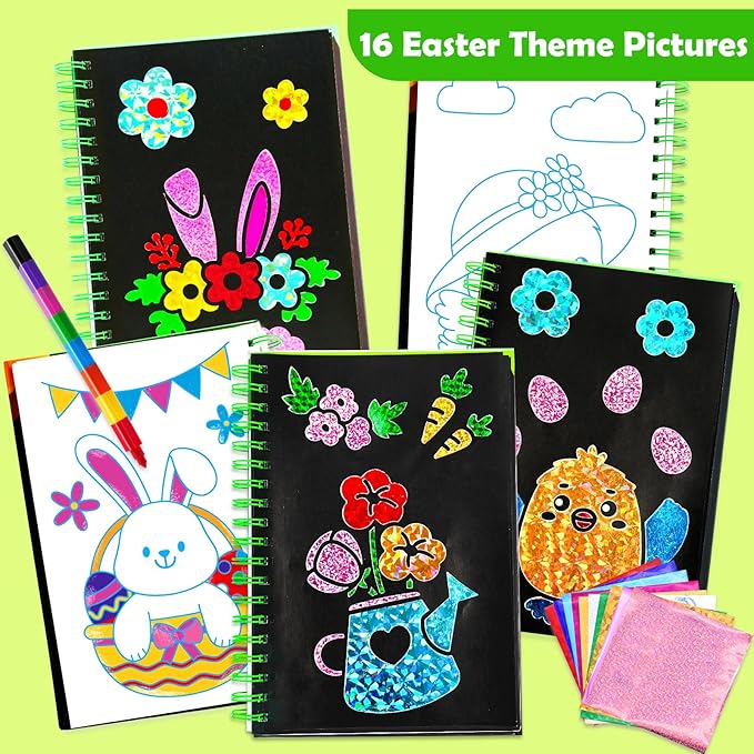 funnyb&g foil art crafts for kids ages 4-8: easter basket stuffers for kids 2026,birthday gift for kids, easter crafts for kids,party favors,creative toys for girls boys 4 5 6 7 8 9 years old(easter)