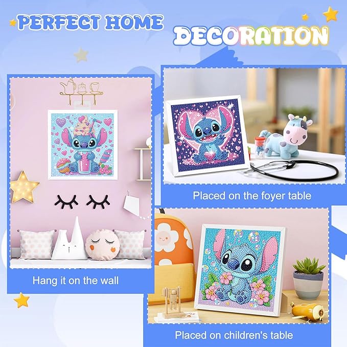 Gearock 6 Pack Diamond Art Painting Kits for Beginners, Easy DIY Cute Heart Big Gem Art Kits for Cartoon Lovers Halloween Christmas Birthday Gifts, 6x6 Inch