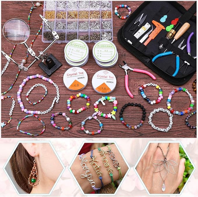 shynek Jewelry Making Supplies, 1597pcs Jewelry Kit with Jewelry Pliers Tools Jewelry Wire and Jewelry Accessories for Earrings, Necklaces, Bracelets Jewelry Making and Repair